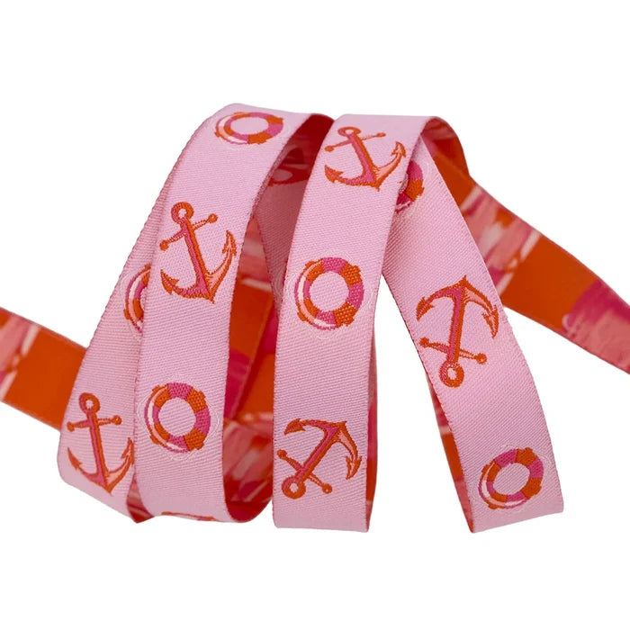 Floral Reef- Floaties and Sinkies in Coralline - 5/8" Ribbon by Tula Pink