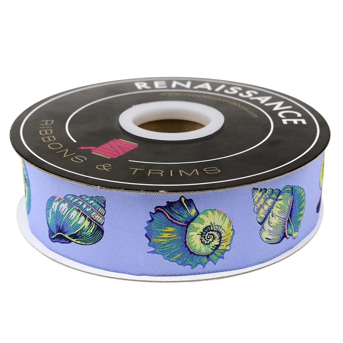 Floral Reef- Lil Shelly in Marine - 1-1/2" Ribbon by Tula Pink