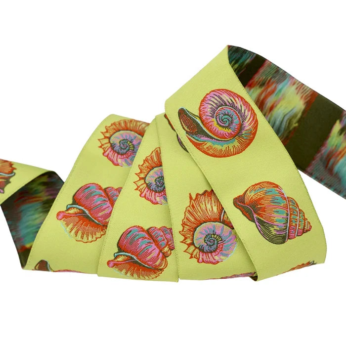 Floral Reef- Lil Shelly in Seagrass - 1-1/2" Ribbon by Tula Pink