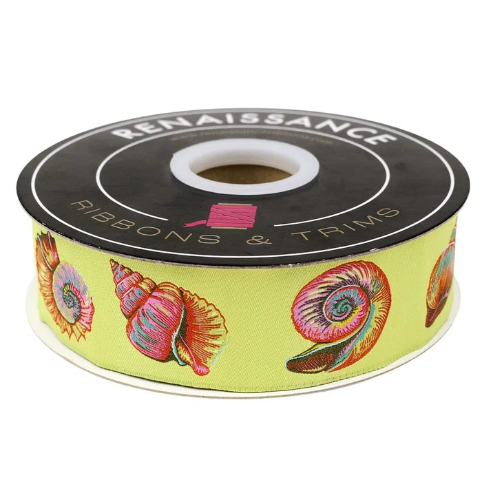 Floral Reef- Lil Shelly in Seagrass - 1-1/2" Ribbon by Tula Pink