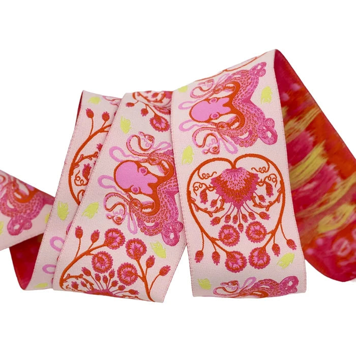 Floral Reef- Octogarden in Coralline - 1-7/8" Ribbon by Tula Pink