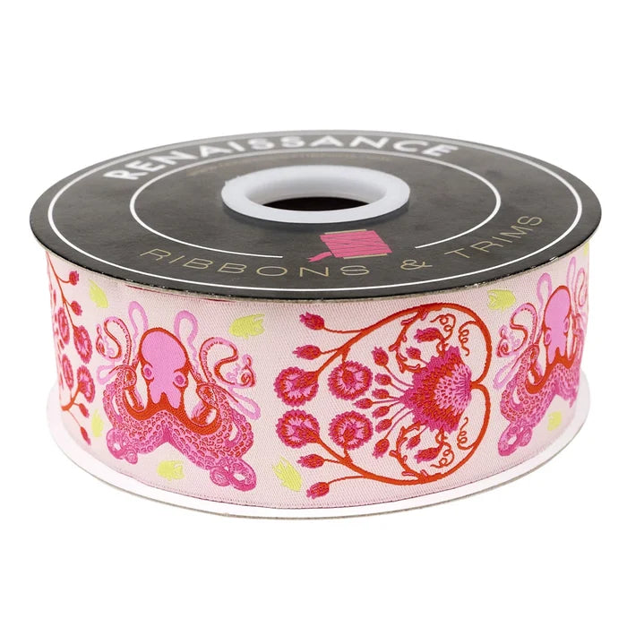 Floral Reef- Octogarden in Coralline - 1-7/8" Ribbon by Tula Pink