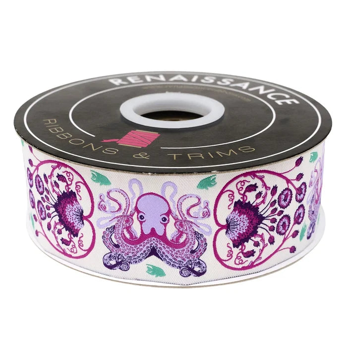 Floral Reef- Octogarden in Ultraviolet - 1-7/8" Ribbon by Tula Pink
