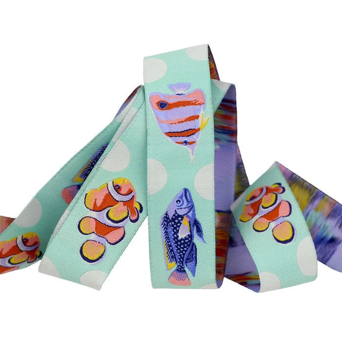 Floral Reef- School Crossing in Marine - 1" Ribbon by Tula Pink
