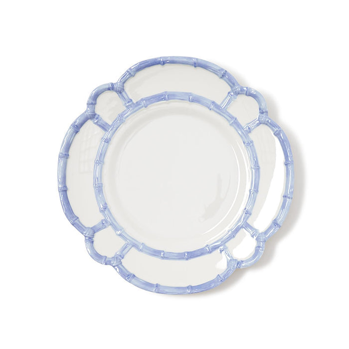 French Blue Bamboo Rim Melamine Dinner Plates - Set of 4 - The Preppy Bunny