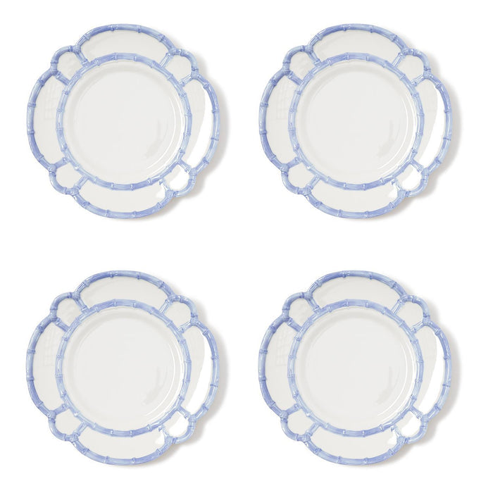 French Blue Bamboo Rim Melamine Dinner Plates - Set of 4 - The Preppy Bunny