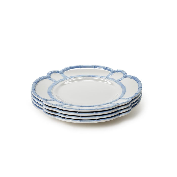 French Blue Bamboo Rim Melamine Dinner Plates - Set of 4 - The Preppy Bunny