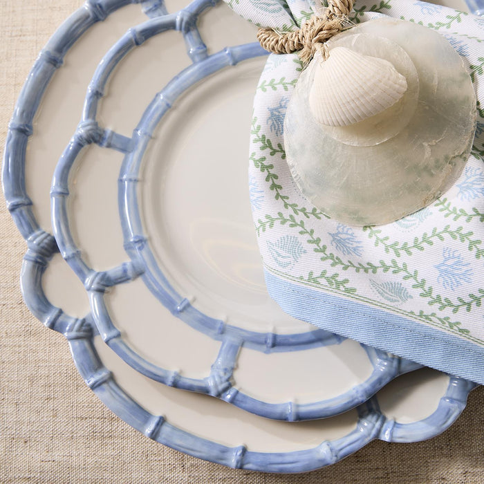French Blue Bamboo Rim Melamine Dinner Plates - Set of 4 - The Preppy Bunny