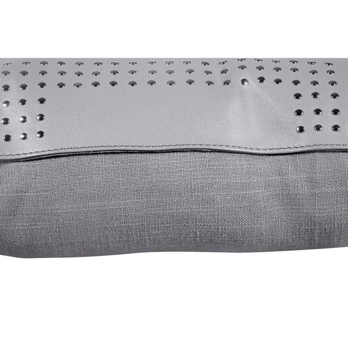 Grey leather pillow with silver stud design - Your Western Decor