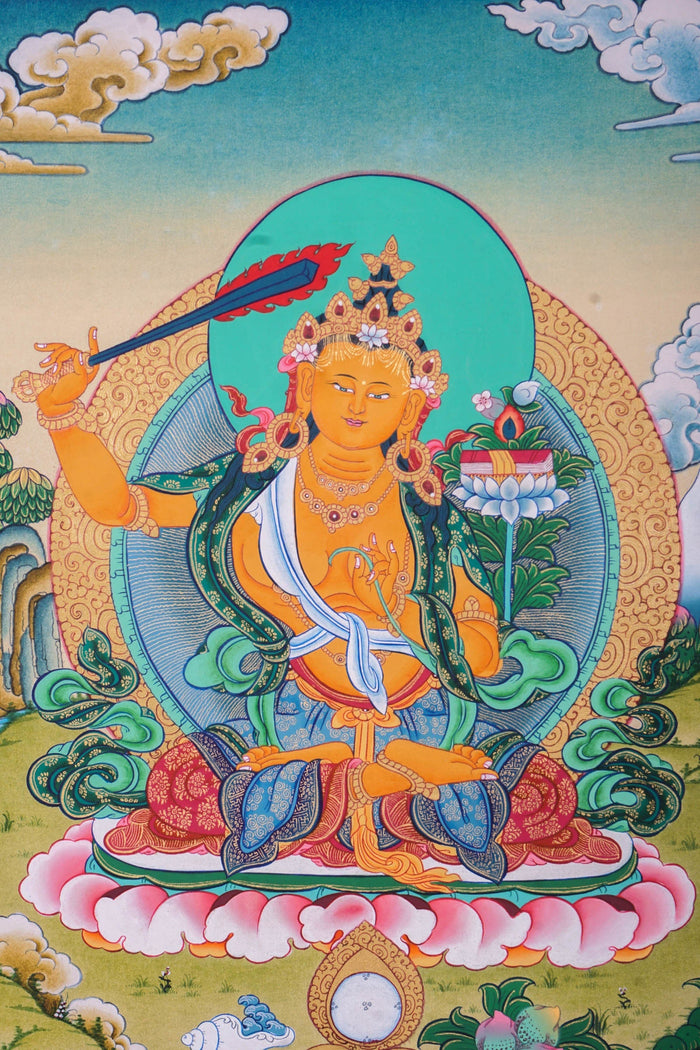 Genuine Hand Art of Manjushri from Nepal - Lucky Thanka