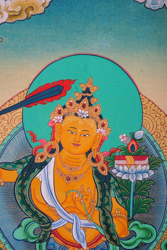 Genuine Hand Art of Manjushri from Nepal - Lucky Thanka