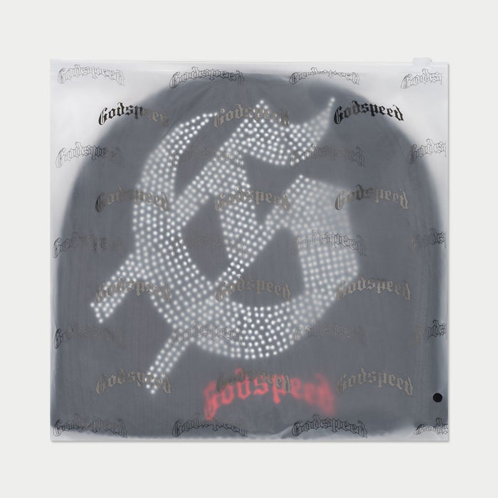 Black and red Godspeed studded beanie with a stylish and comfortable design