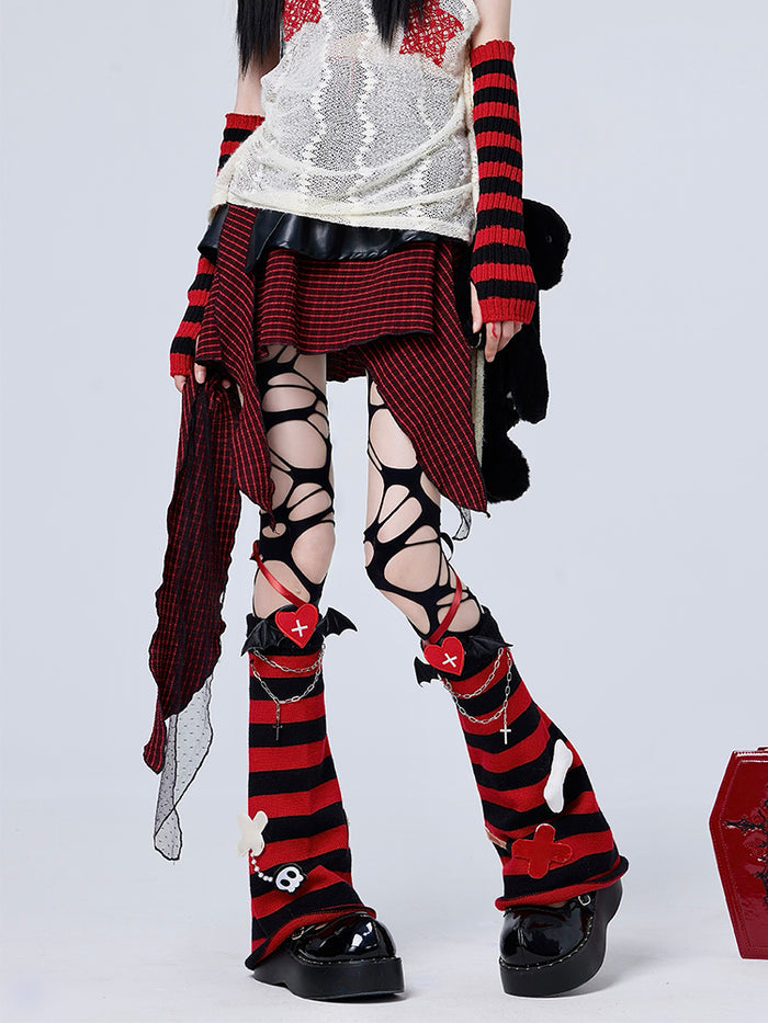 Gothic Striped Knee-High Socks