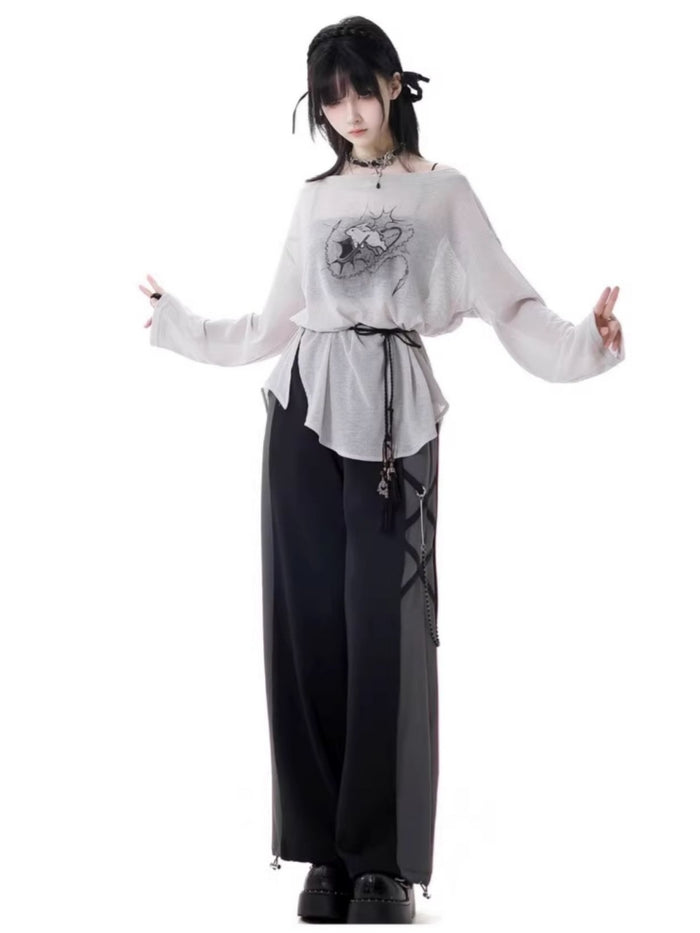 Gray and white summer T-shirt / pants