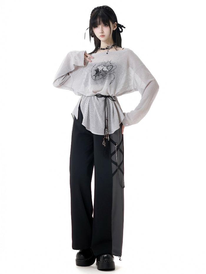 Gray and white summer T-shirt / pants