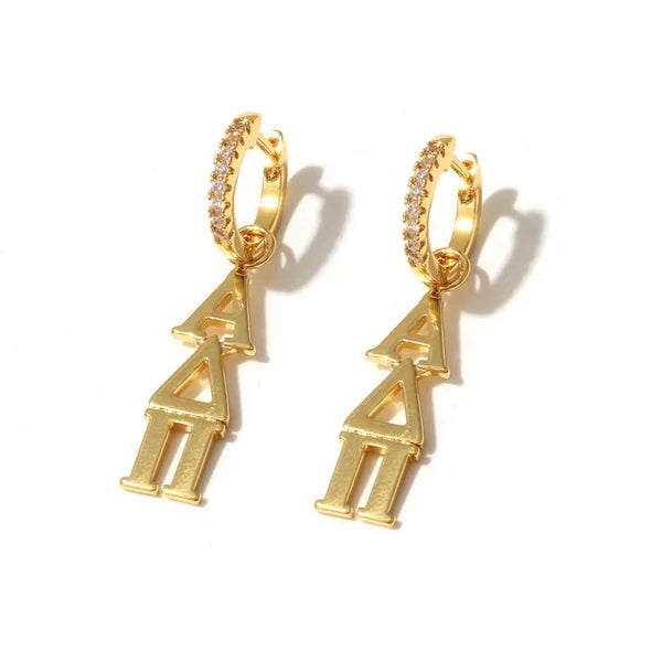 Greek Letter Huggie Hoops- Alpha Delta Pi