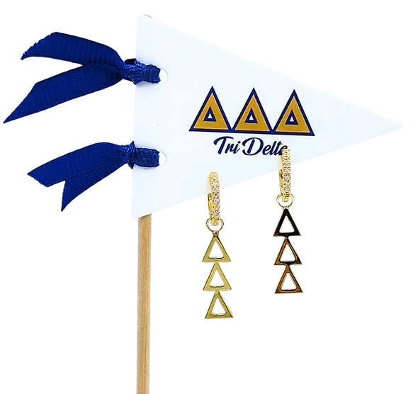 Greek Letter Huggie Hoops- Delta Delta Delta