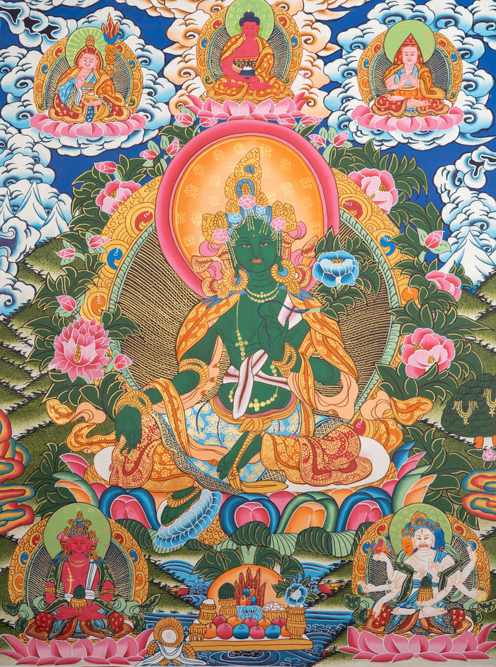 Green Tara Thangka - Sacred Handpainted art