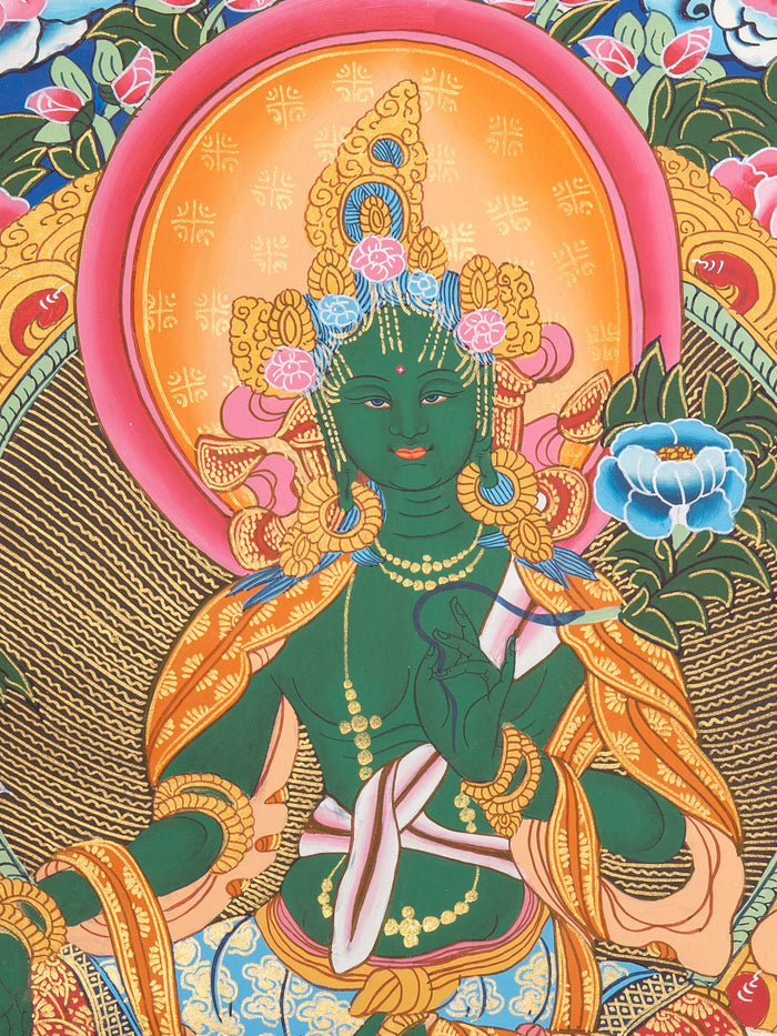 Green Tara Thangka - Sacred Handpainted art