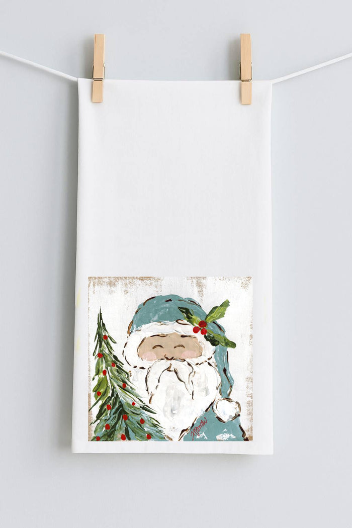 Haley Blue Santa Tea Towel