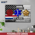 Canvas Prints 12" x 8" Canvas - Half Flag - Public Safety x Firefighter x EMT