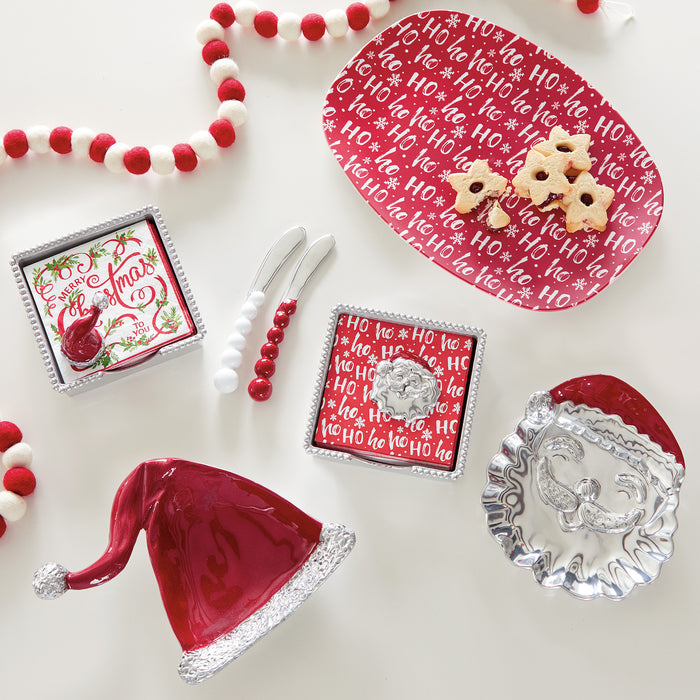 Happy Santa Beaded Napkin Box Set