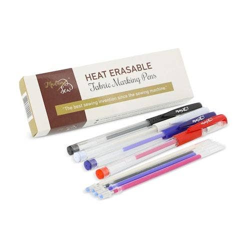 Heat Erasable Fabric Marking Pens - 4 Colors Set with Refill