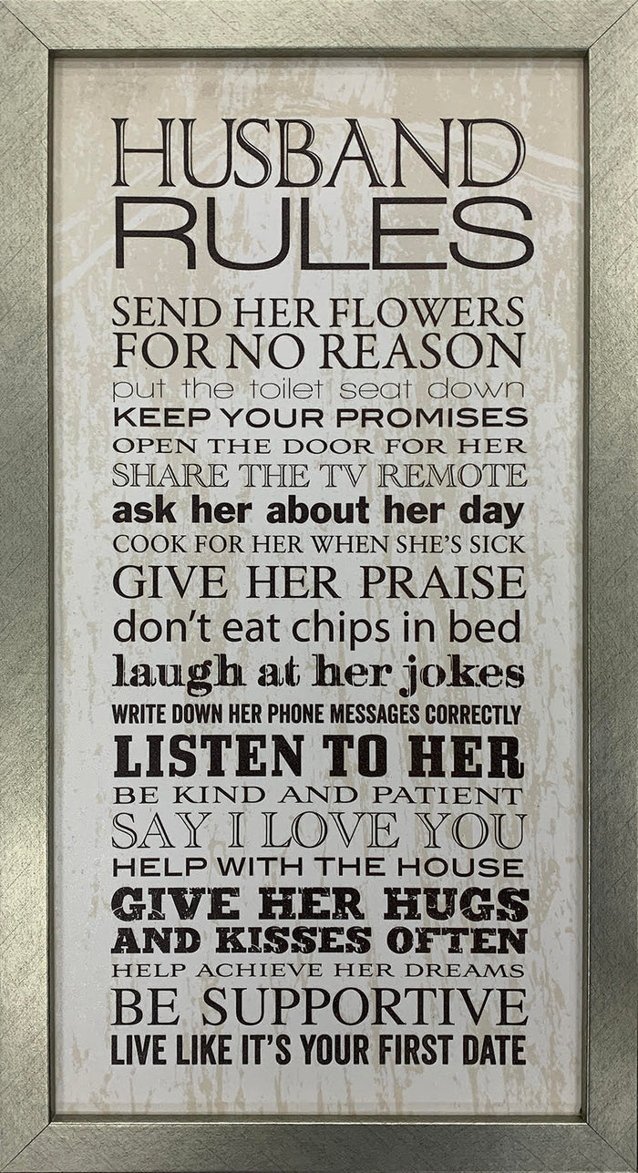 Husband Rules: Framed Art Print - DISCOUNTED WHILE SUPPLIES LAST!
