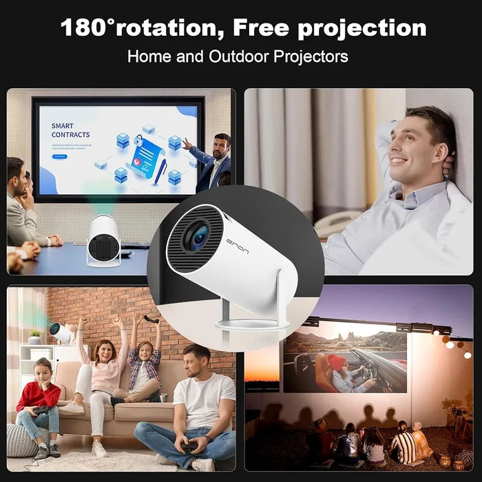 HY300 PRO Mini Portable Projector, Support 4K with Dual-Band WIFI6 5G Wireless 5.0 Bluetooth Android System