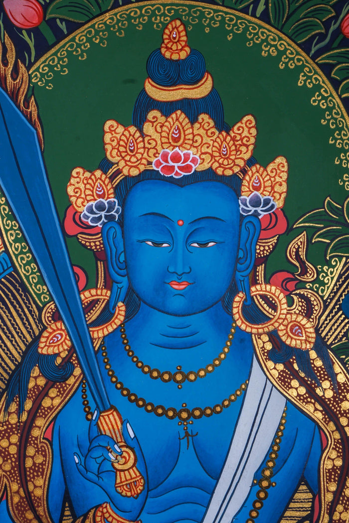 Japanese Style - Monju Bosatsu Thangka Painting - Lucky Thanka