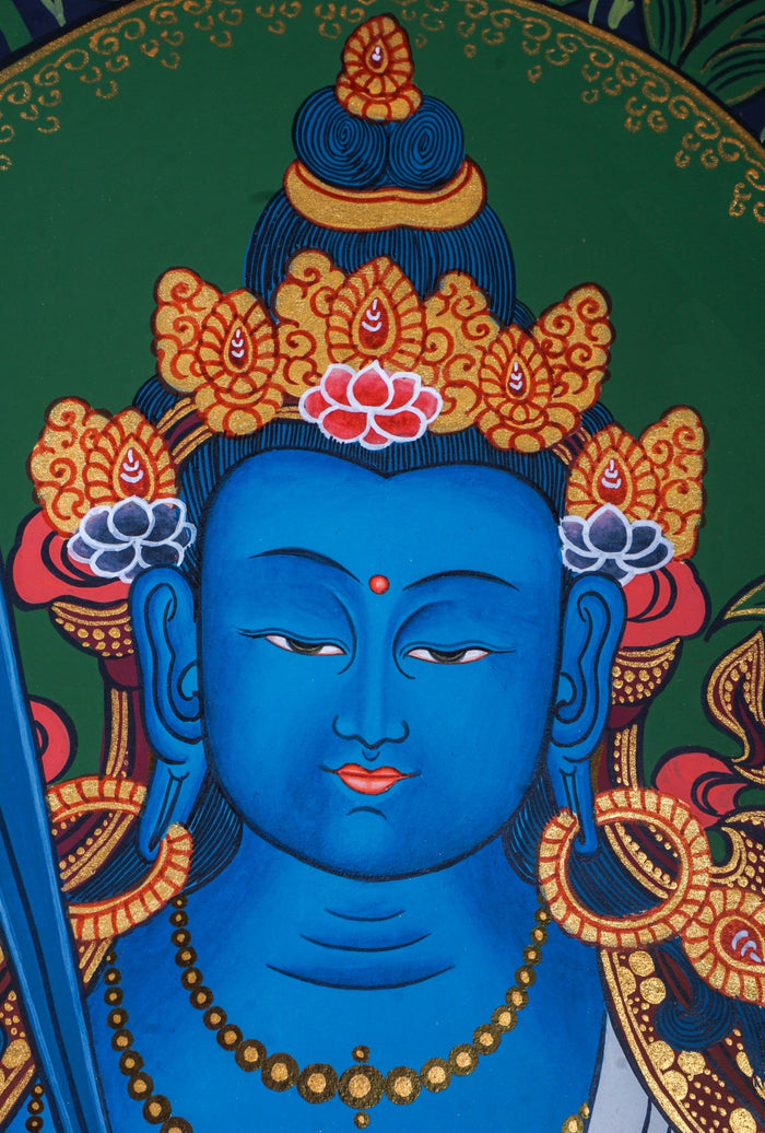 Japanese Style - Monju Bosatsu Thangka Painting - Lucky Thanka