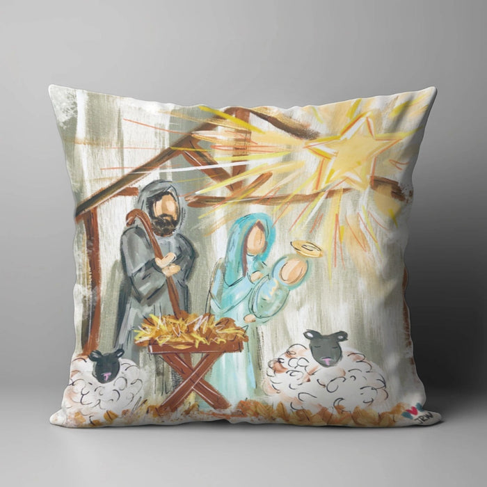 Jennieâ Square Nativity Pillow
