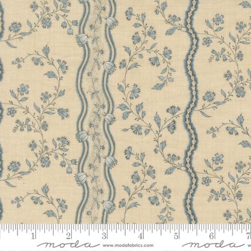 Jonquille Stripes Floral French Blue- Fleur De Paris