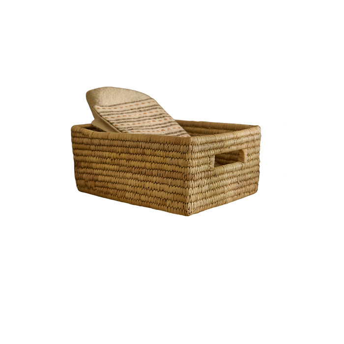 Kasheli 40x35cm Rectangular Basket - Natural Date Leaf - Laura James