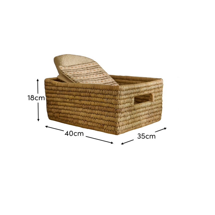 Kasheli 40x35cm Rectangular Basket - Natural Date Leaf - Laura James