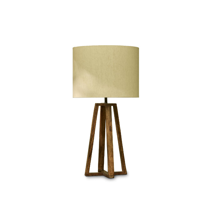 Konduru 70cm Table Lamp - Natural Fabric and Darkened Mango Wood - Laura James
