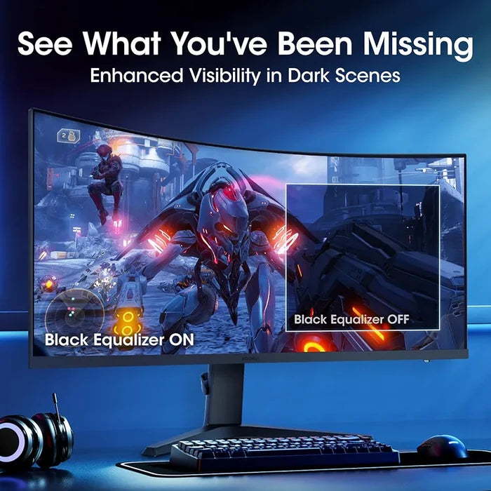 KOORUI 34E6UC 34 -inch Curved Ultrawide WQHD 3440×1440 180Hz 1000R- PIP/PBP, 1ms(MPRT), HDR400 Gaming Monitor