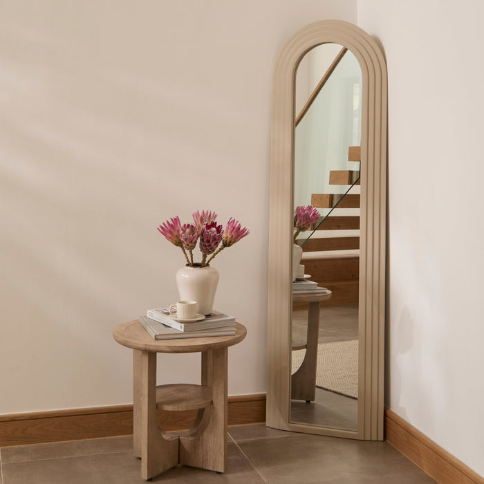 Kubu 170 x 50cm Wooden Arch Mirror - Taupe - Laura James
