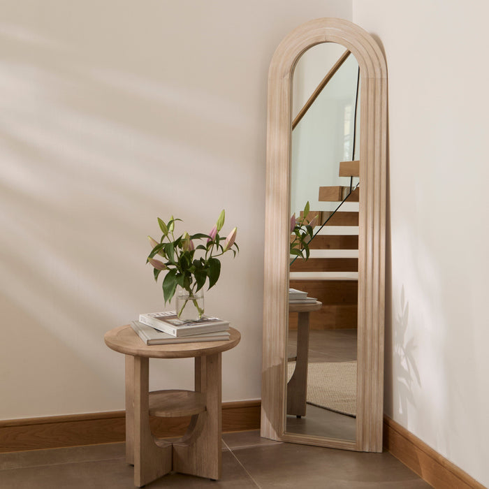 Kubu 170 x 50cm Wooden Arch Mirror - Whitewash - Laura James