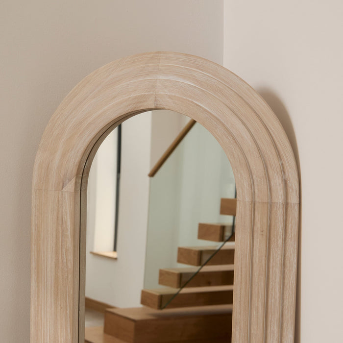 Kubu 170 x 50cm Wooden Arch Mirror - Whitewash - Laura James