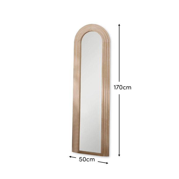 Kubu 170 x 50cm Wooden Arch Mirror - Whitewash - Laura James