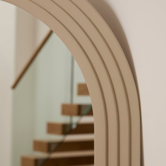 Kubu 180 x 80cm Wooden Arch Mirror - Taupe - Laura James