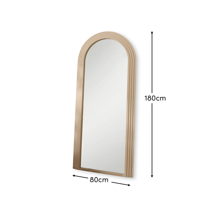 Kubu 180 x 80cm Wooden Arch Mirror - Taupe - Laura James