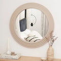 Kubu 70cm Wooden Round Mirror - Taupe - Laura James
