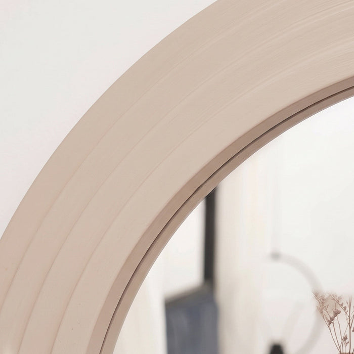 Kubu 70cm Wooden Round Mirror - Taupe - Laura James