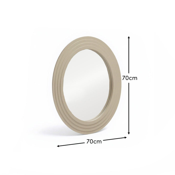 Kubu 70cm Wooden Round Mirror - Taupe - Laura James