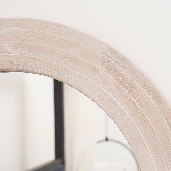 Kubu 70cm Wooden Round Mirror - Whitewash - Laura James