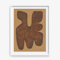 La figure du vivant 199 print by Virginie Hucher A brown abstract organic shape on a tan background framed in white