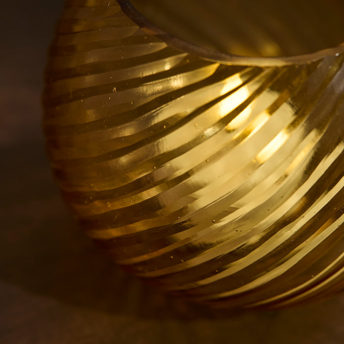 Lacaze 10cm Glass Tea Light Holder - Amber Yellow - Laura James