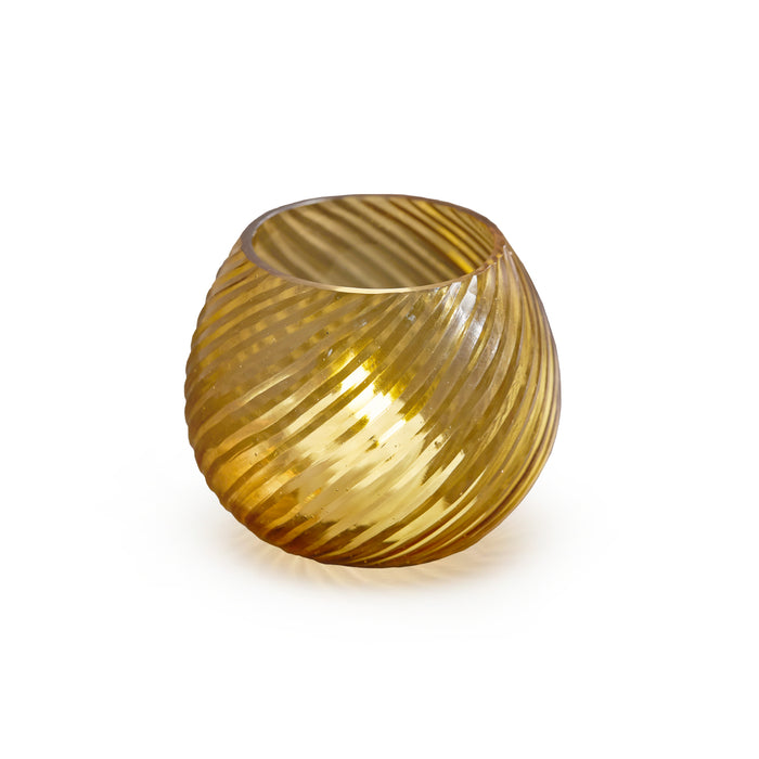 Lacaze 10cm Glass Tea Light Holder - Amber Yellow - Laura James